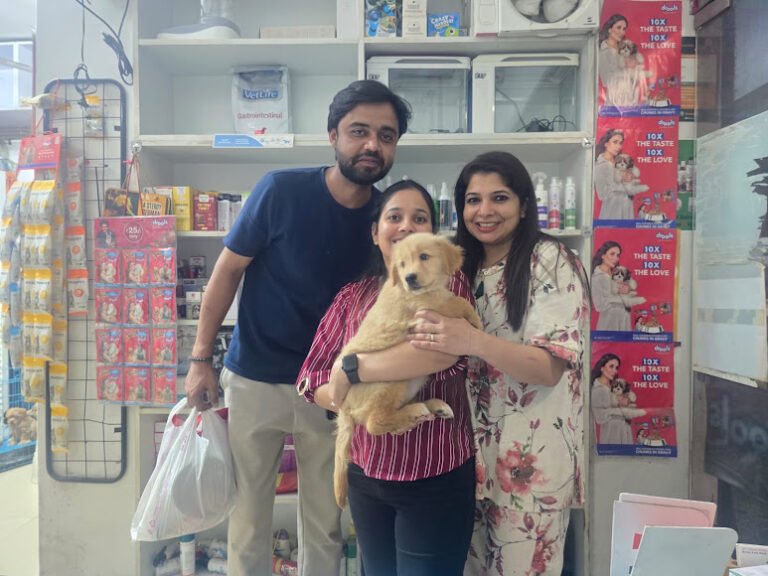 Happy family with their new pet from VS Pet Shop Noida