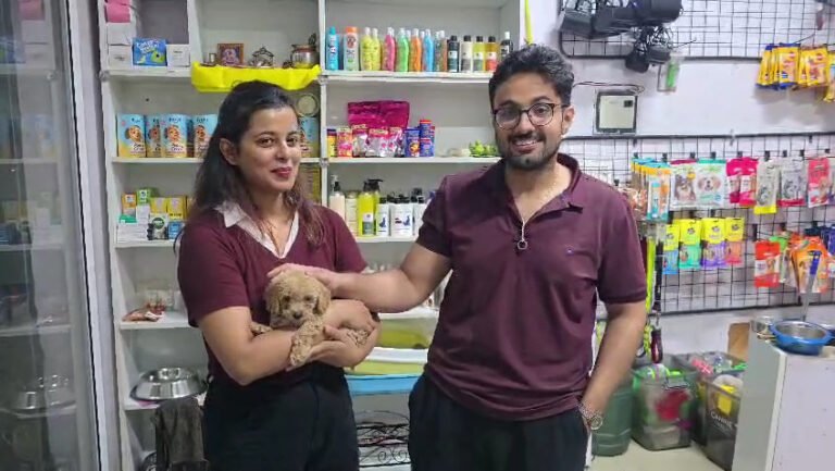 Happy family with their new pet from VS Pet Shop Noida