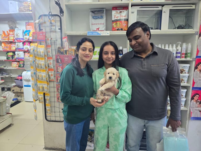 Happy family with their new pet from VS Pet Shop Noida